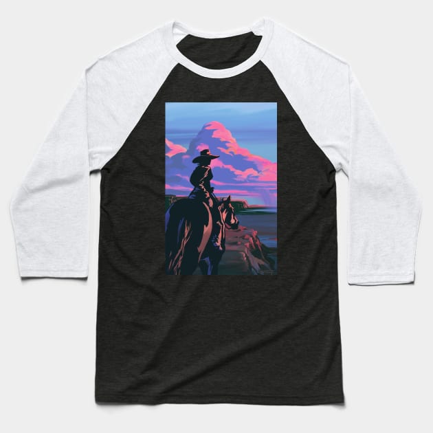 Sunset Canyon Cowgirl Baseball T-Shirt by SFDesignstudio